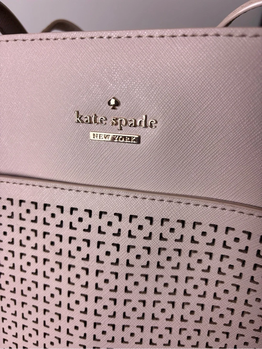 Kate Spade Cedar Street Perforated Tayler Tote Beige Handbag Bag